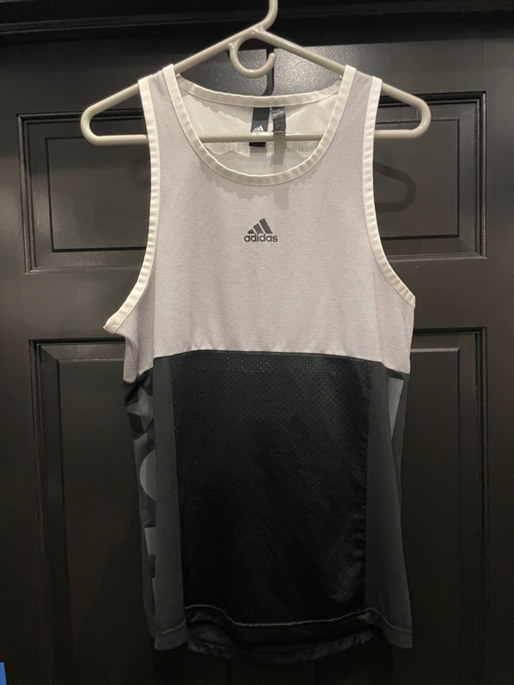 adidas Men's Two-Tone Black and White Mesh Tank Top